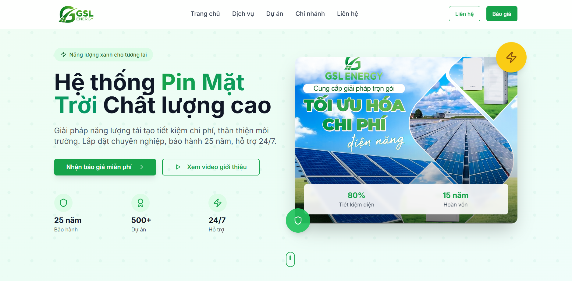 Website Năng lượng mặt trời